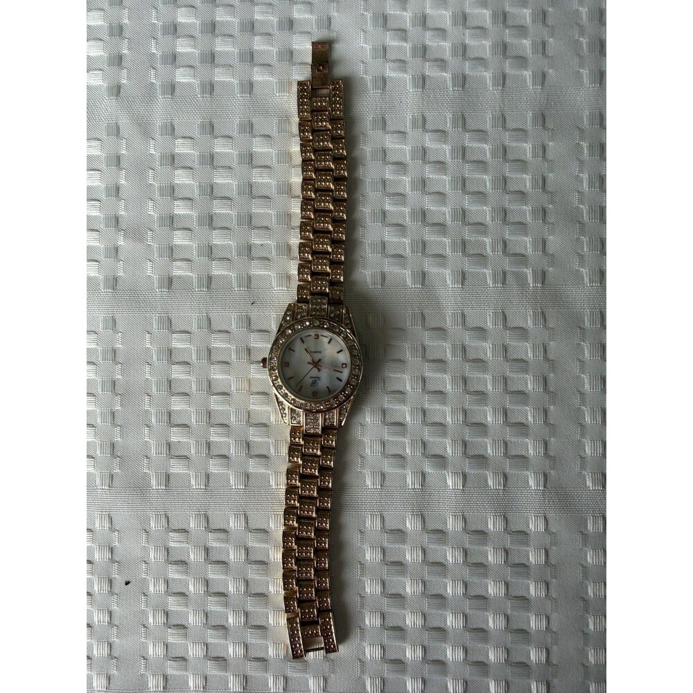 Burgi B Diamond BTV026 Rose Gold Tone Crystal Women’s Watch Mother of Pearl Dial